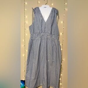 Old Navy Women's Blue White Stripe Dress Size 3X Cotton V Neck & Back